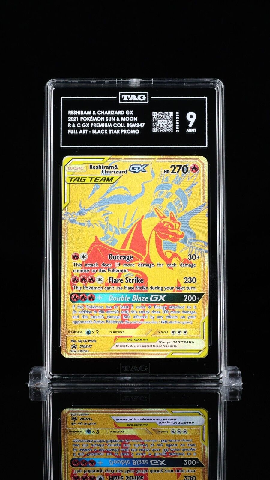 2021 Pokémon Reshiram & Charizard GX Graded TAG 9 Mint