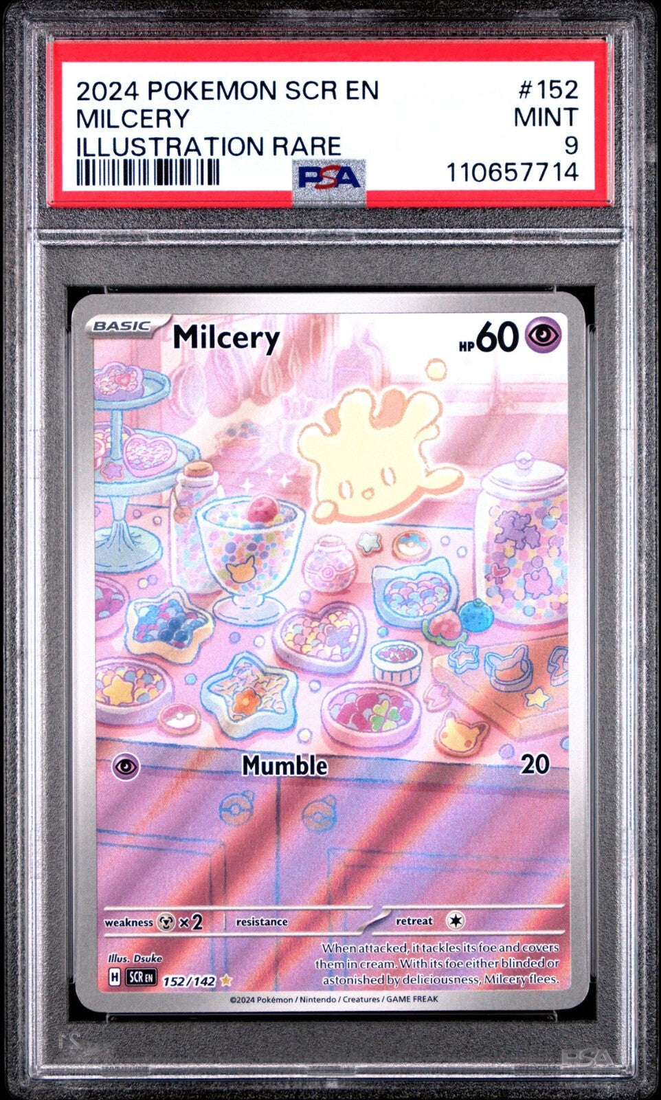 2024 POKEMON SCR EN-STELLAR CROWN ILLUSTRATION RARE #152 MILCERY PSA 9