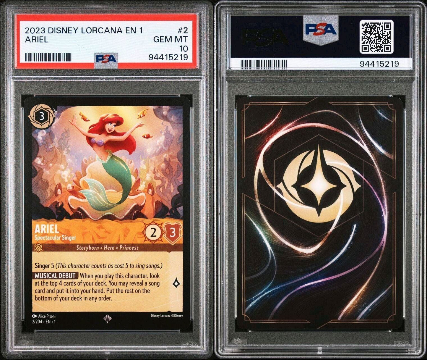 PSA 10 Disney Lorcana #2 Ariel Spectacular Singer