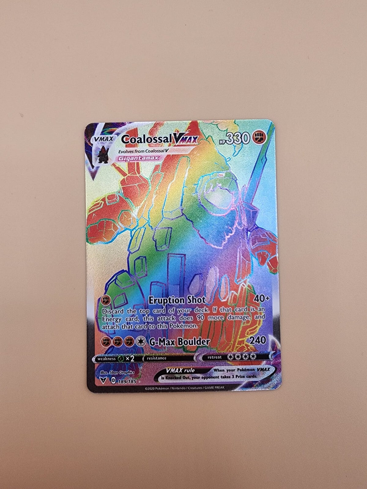 Coalossal VMAX (Secret) 189/185 Swsh04: Vivid Voltage Holo Near Mint (NM)