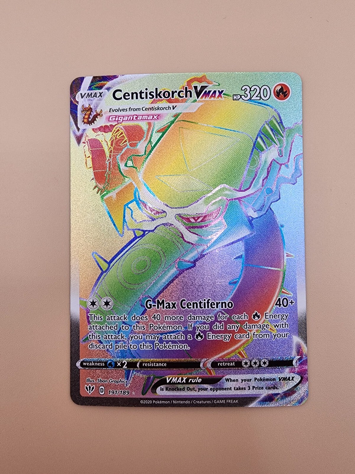 Centiskorch VMAX (Secret) 191/189 Swsh03: Darkness Ablaze Holo Near Mint (NM)
