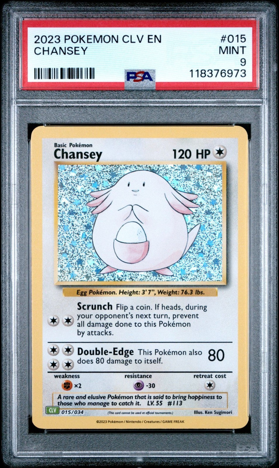 2023 POKEMON Chansey 015/034 Trading Card Game Classic Holo PSA 9