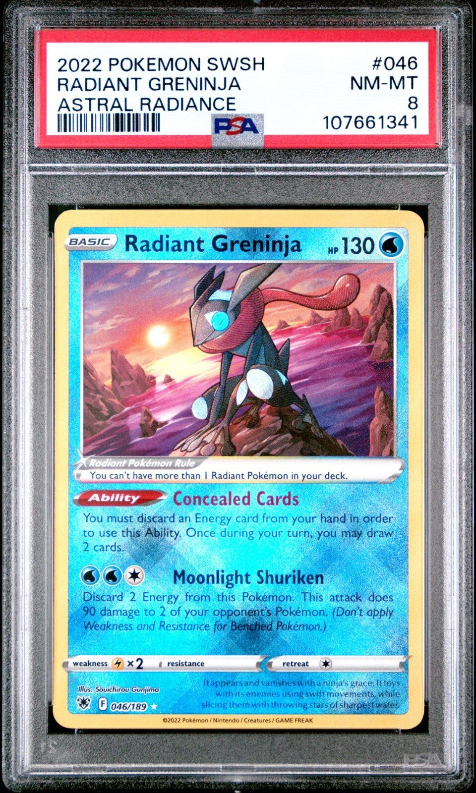 2022 POKEMON SWORD & SHIELD ASTRAL RADIANCE 046 RADIANT GRENINJA PSA 8