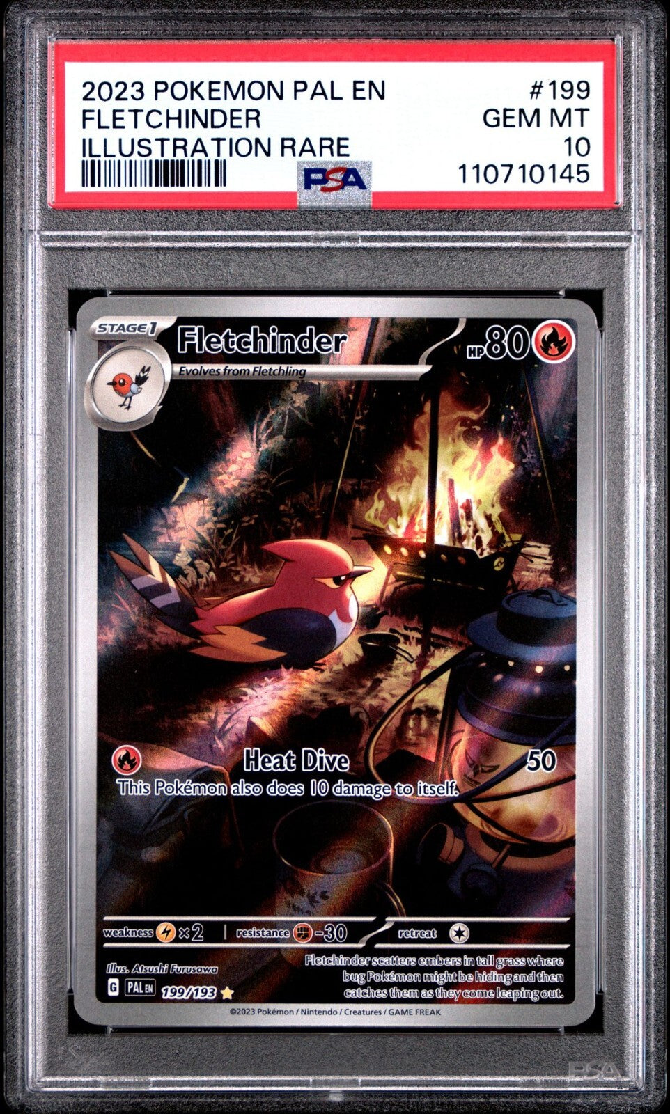 Fletchinder 199/193 Sv02: Paldea Evolved Holo PSA 10
