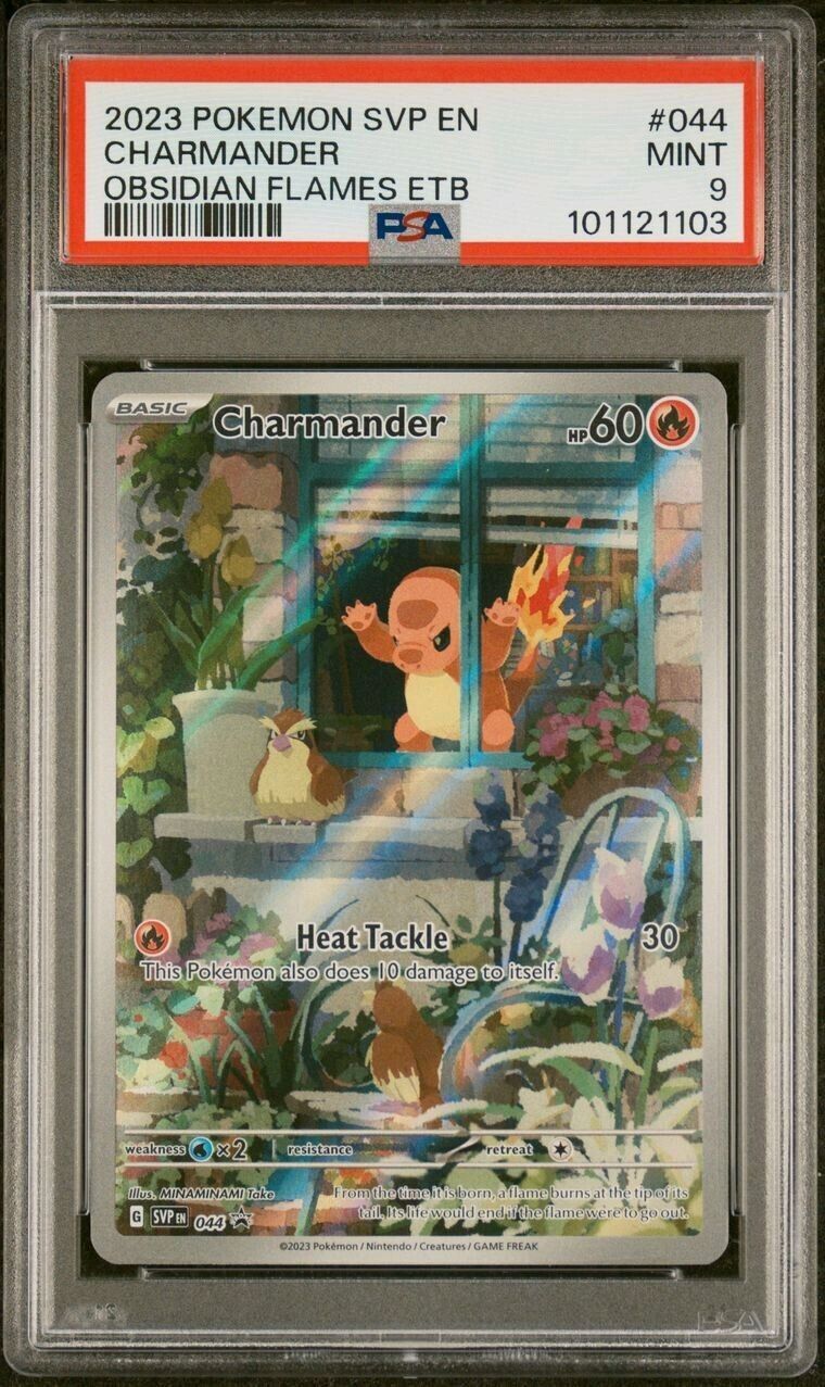 PSA 9 - 2023 Pokemon Obsidian Flames CHARMANDER ETB Promo #044
