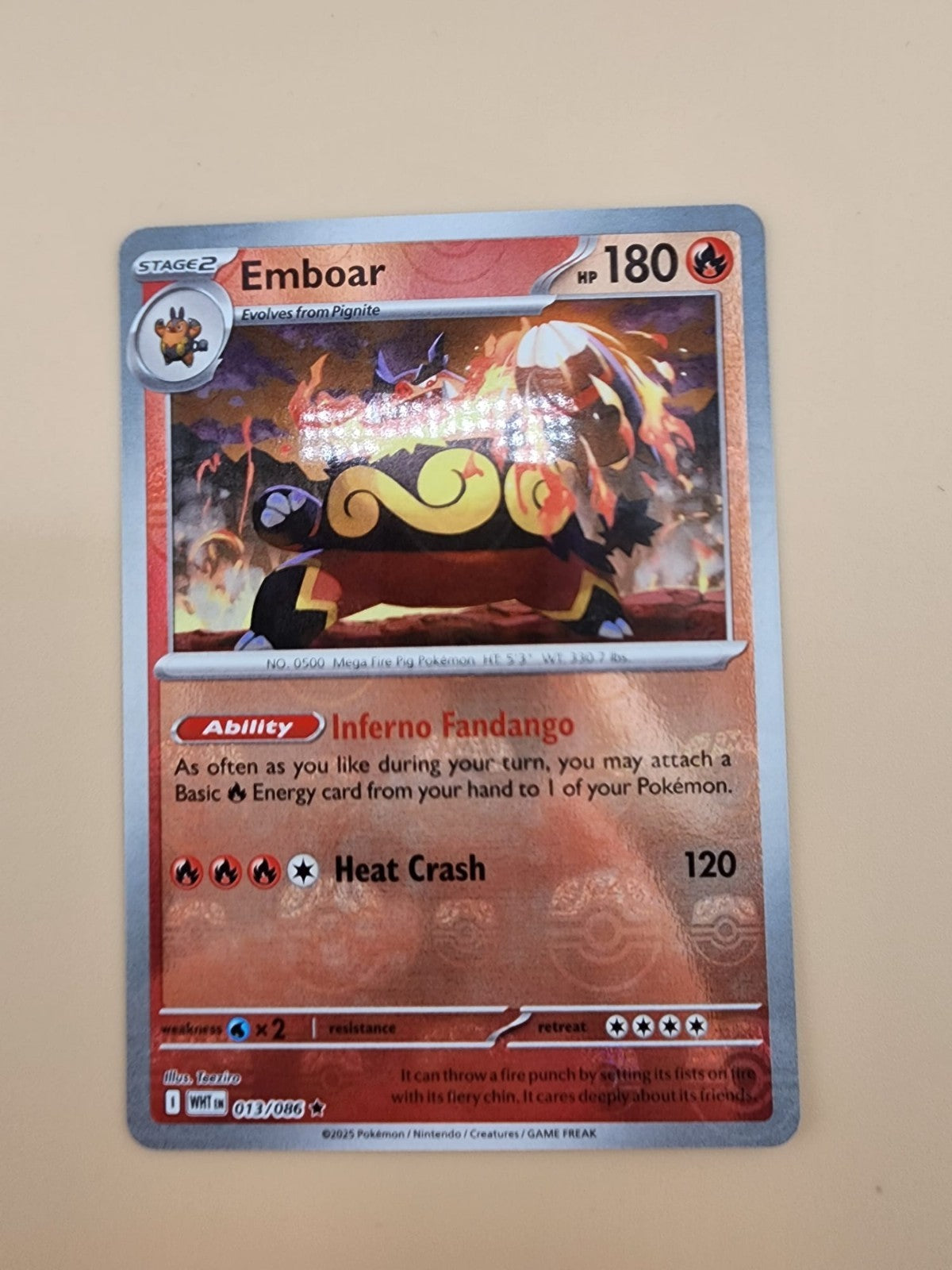 Emboar 013/086 Sv: White Flare Holo Near Mint (NM) Masterball Holo