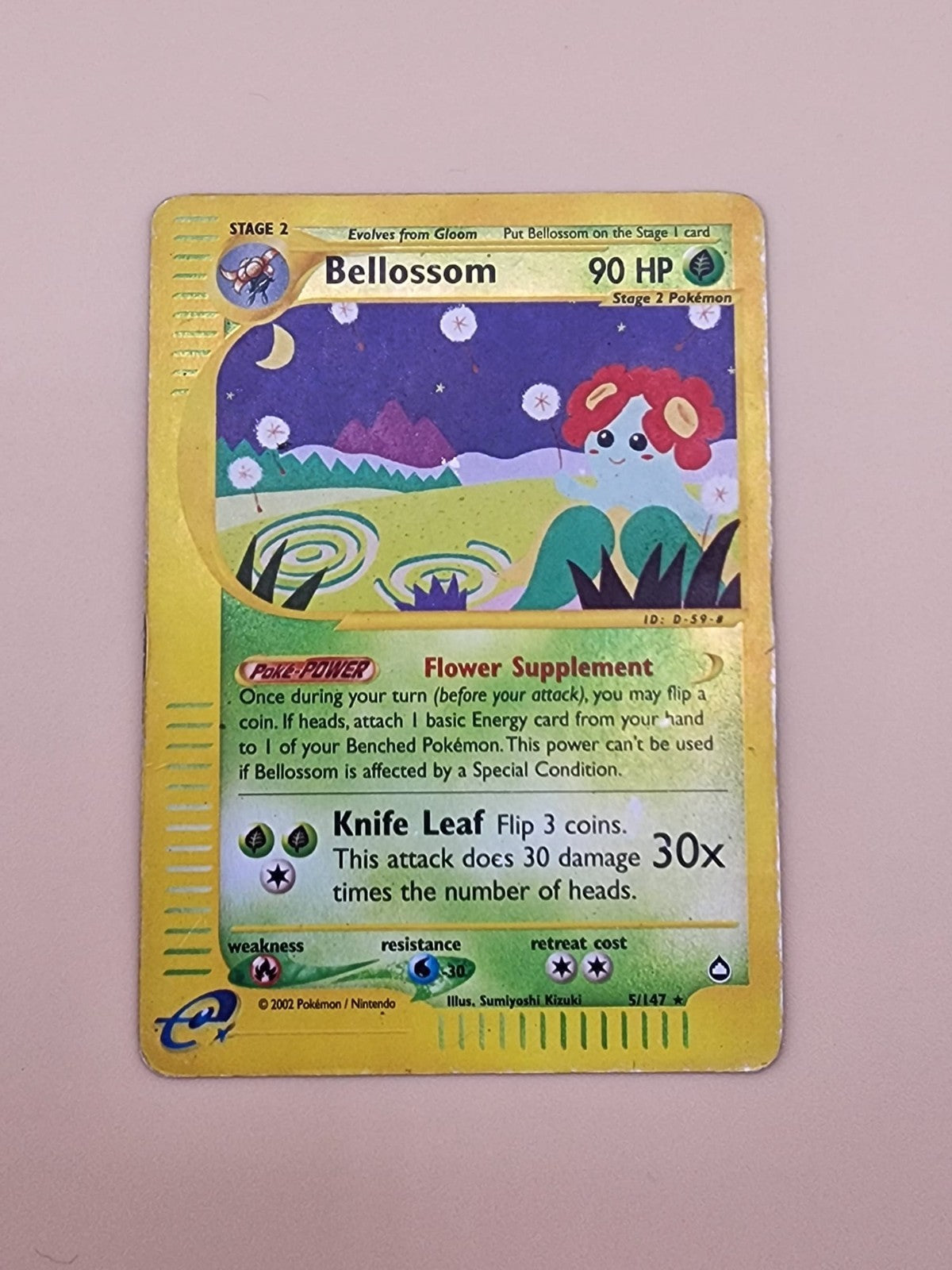 Bellossom 005/147 Aquapolis Reverse Holo Heavily Played (HP)