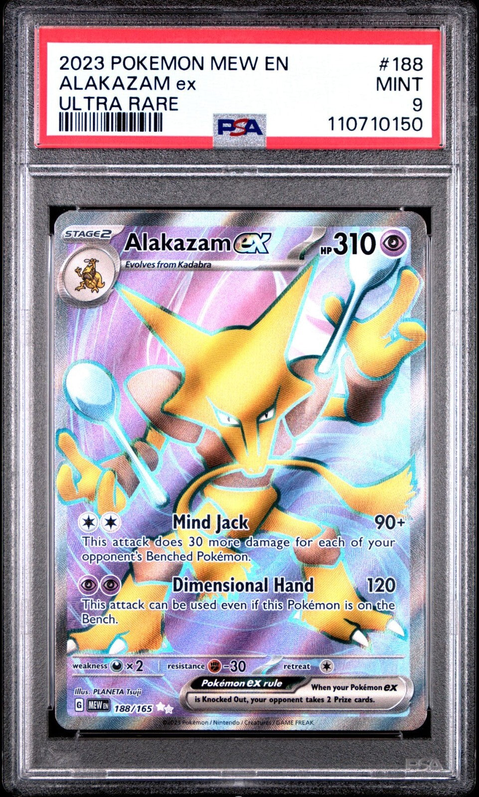 PSA 9 2023 Pokemon Scarlet & Violet Ultra Rare EN Alakazam ex #188/165
