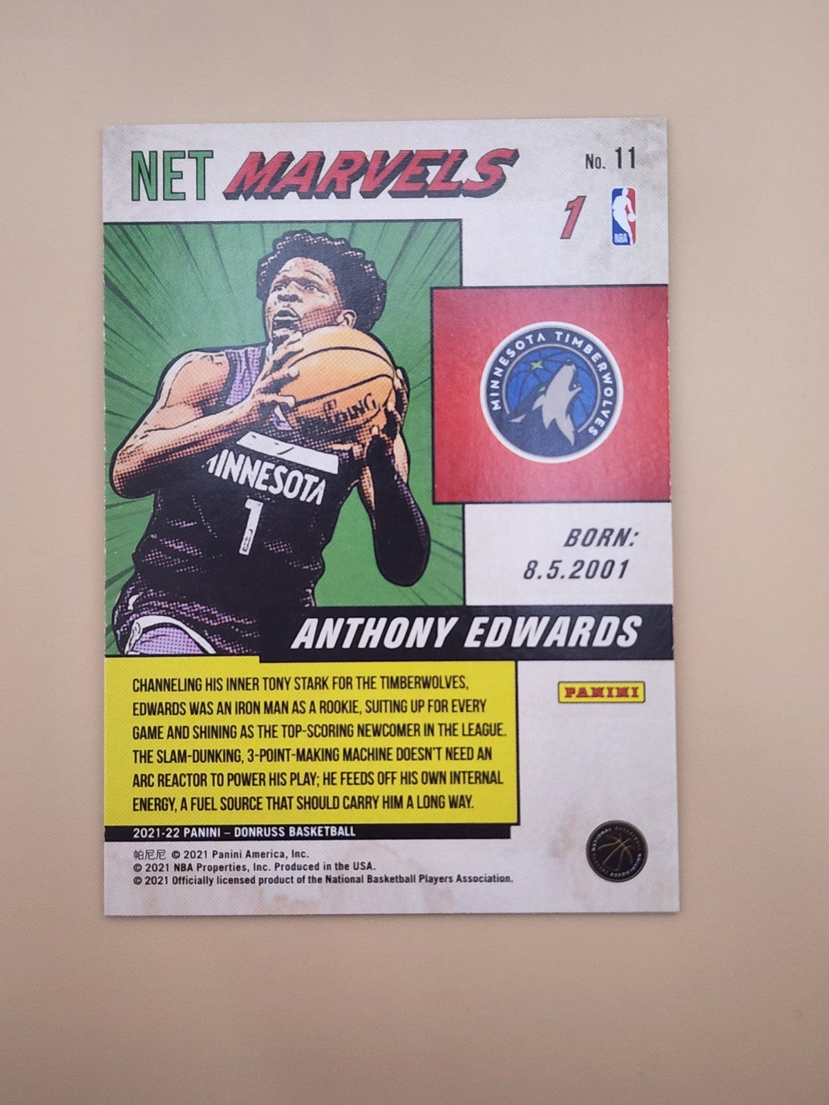 2021-22 Panini Donruss - Net Marvels Anthony Edwards #11 Press Proof White Text