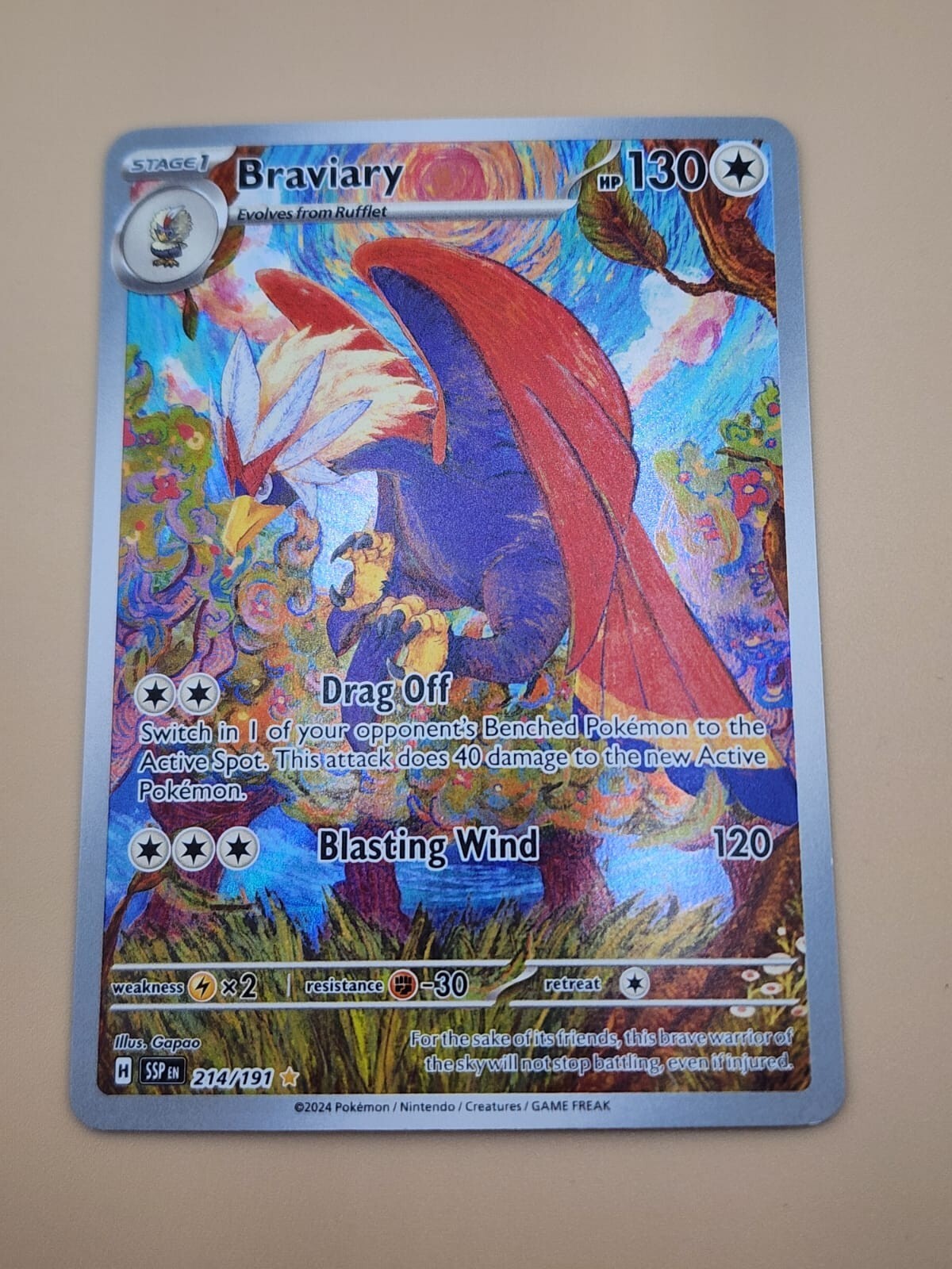 Braviary 214/191 Sv08: Surging Sparks Holo NM