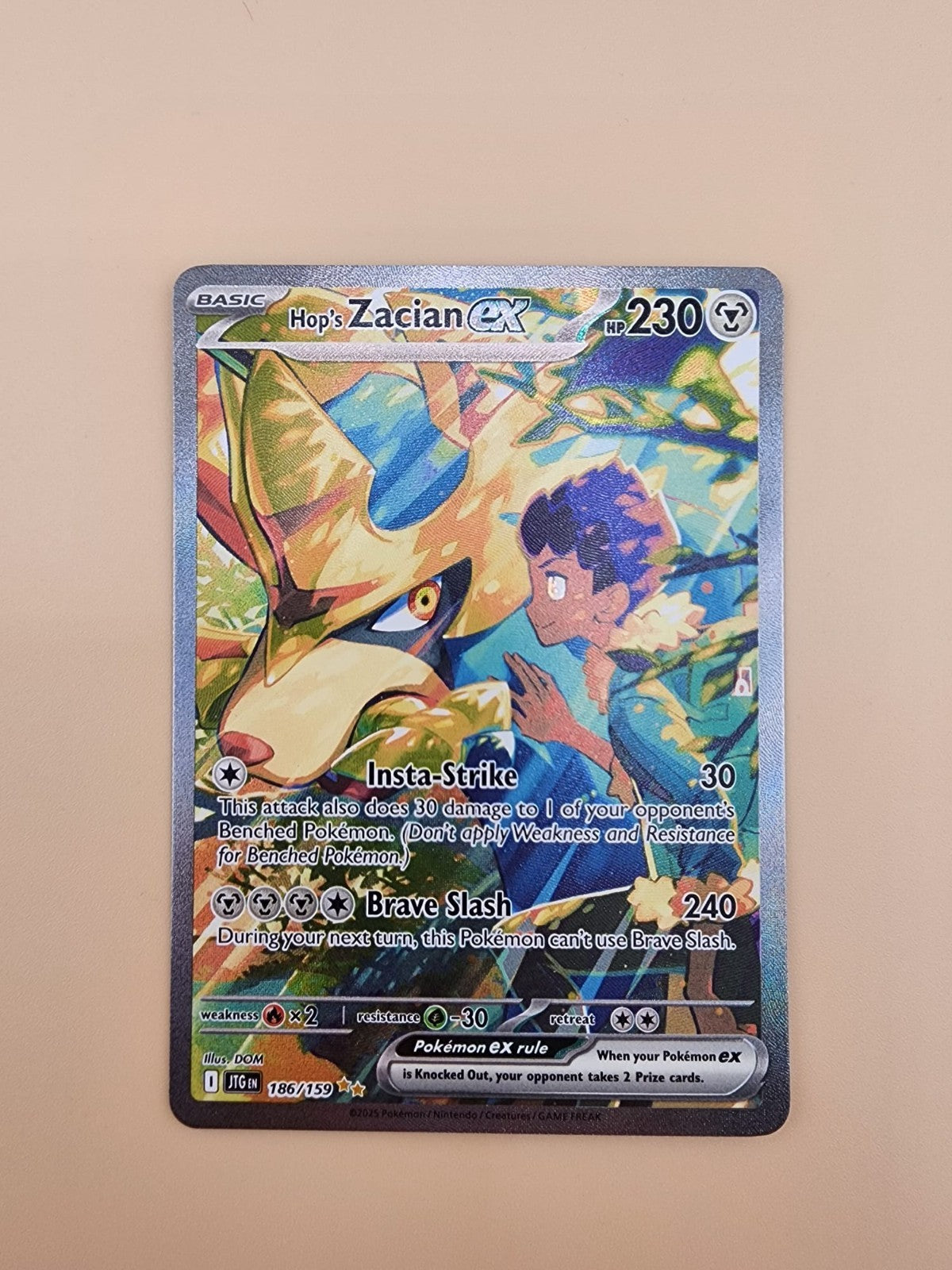 Hop's Zacian ex 186/159 Sv09: Journey Together Holo Near Mint (NM)
