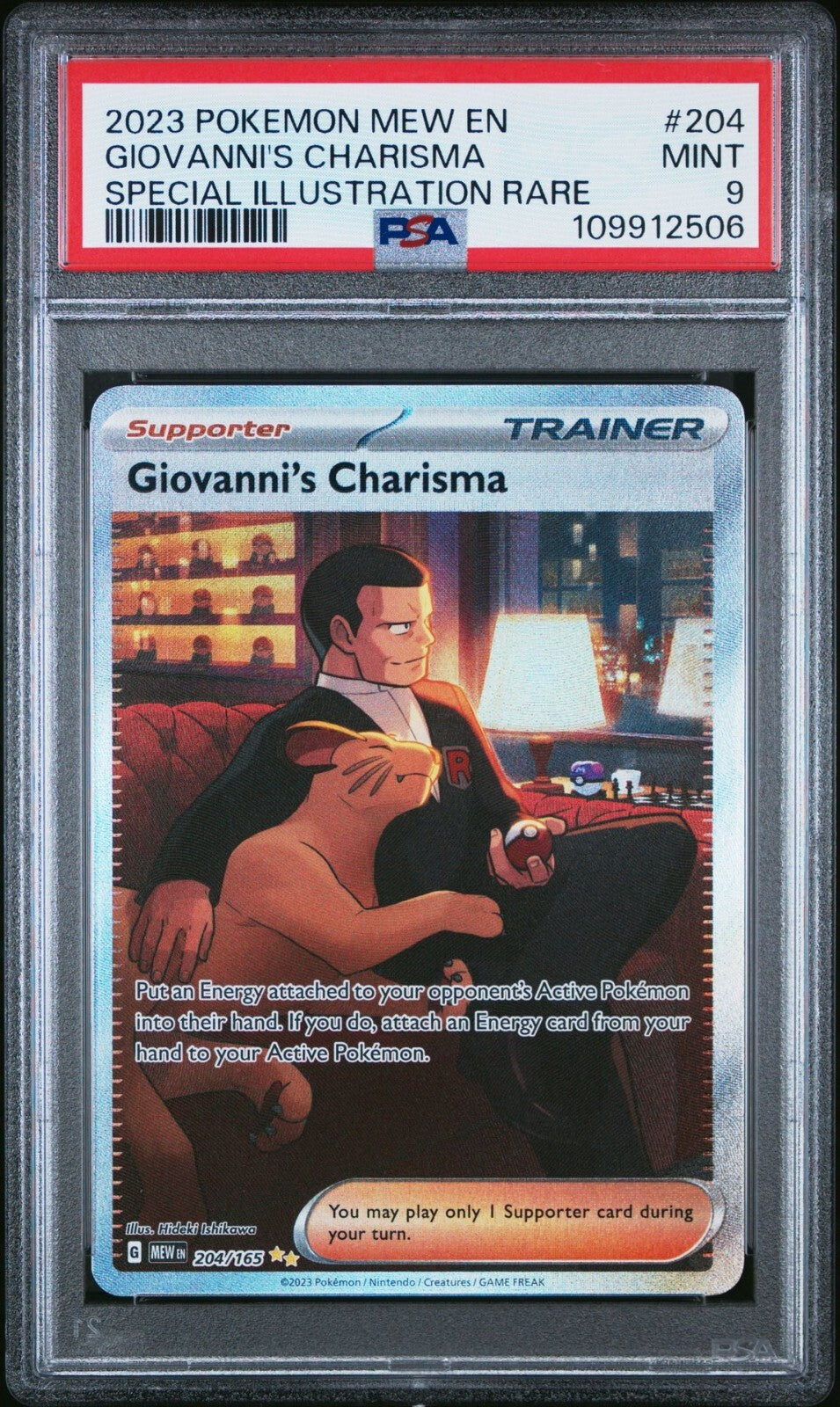 2023 POKEMON Giovanni's Charisma 204/165 Sv: Scarlet & Violet 151 Holo PSA 9