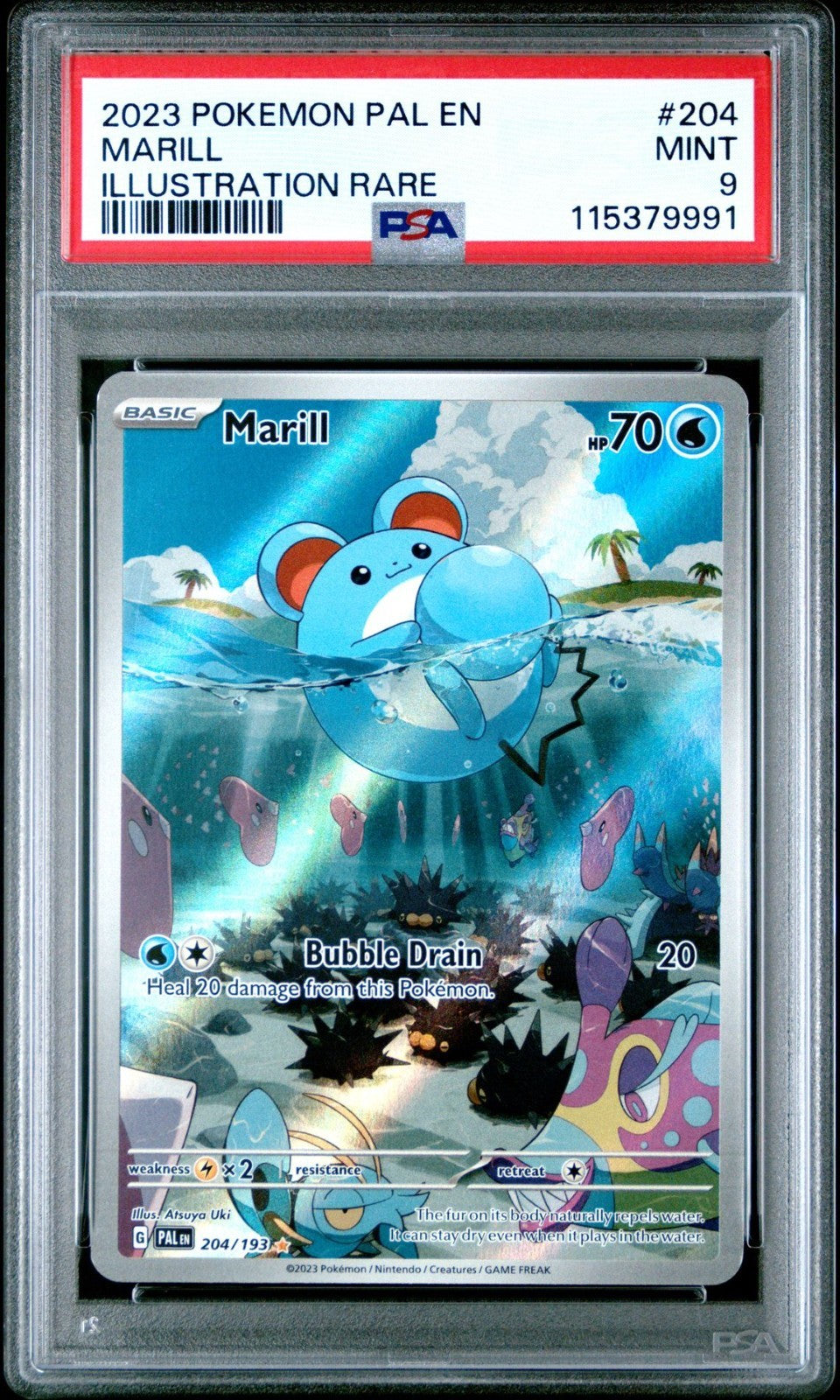 2023 POKEMON PAL EN-PALDEA EVOLVED 204 MARILL ILLUSTRATION RARE PSA 9