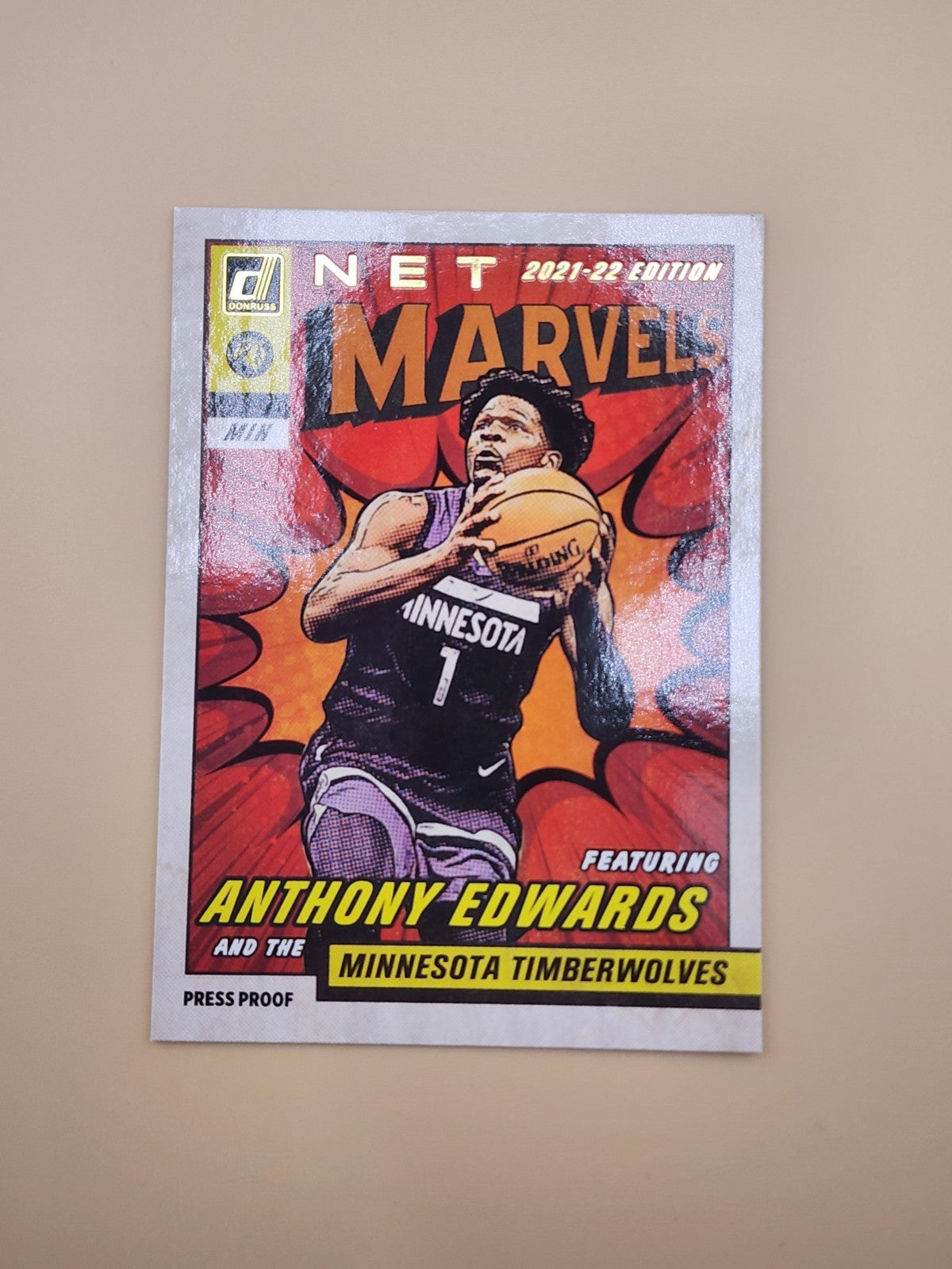 2021-22 Panini Donruss - Net Marvels Anthony Edwards #11 Press Proof White Text