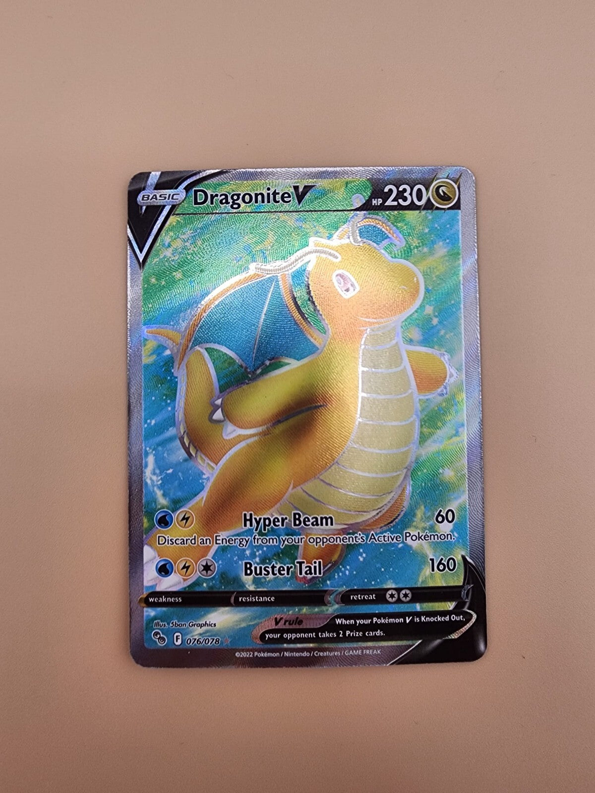 Dragonite V (Full Art) 076/078 Pokémon GO Holo Near Mint (NM)