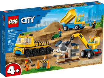 Construction Trucks and Wrecking Ball Crane 60391