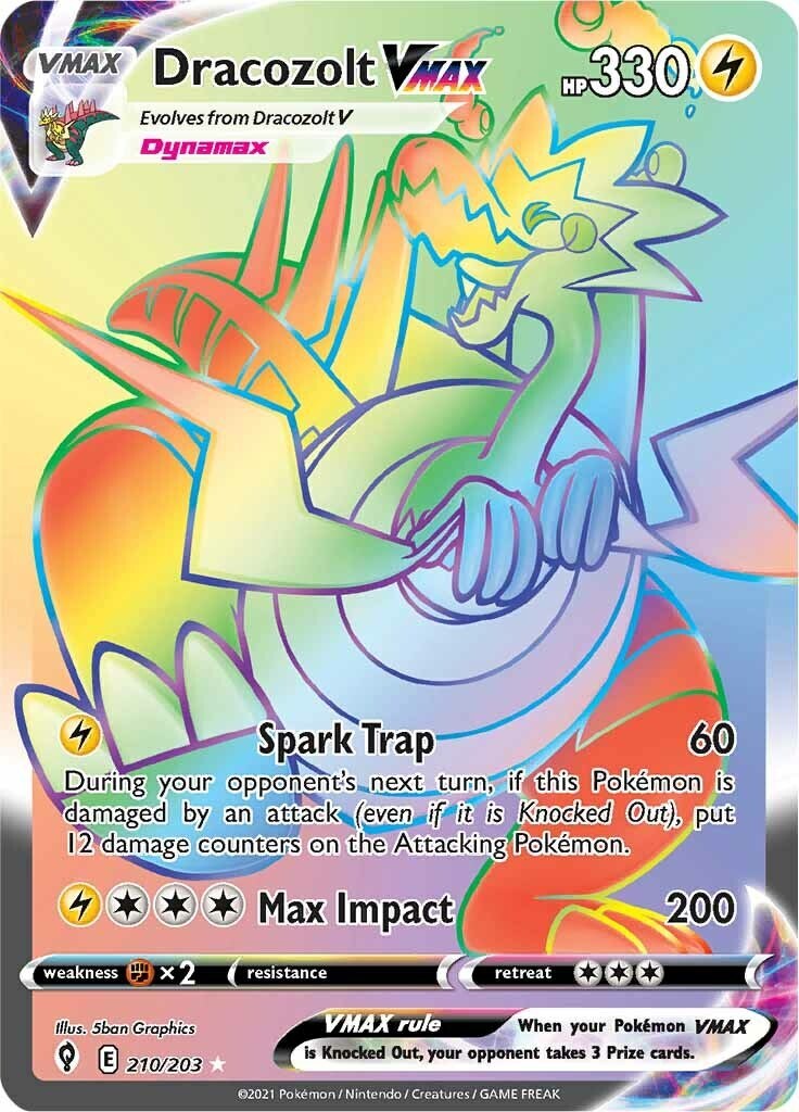 Dracozolt VMAX (Secret) 210/203 Swsh07: Evolving Skies Holo Near Mint (NM)