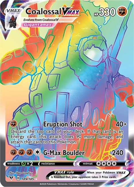 Coalossal VMAX (Secret) 189/185 Swsh04: Vivid Voltage Holo Near Mint (NM)