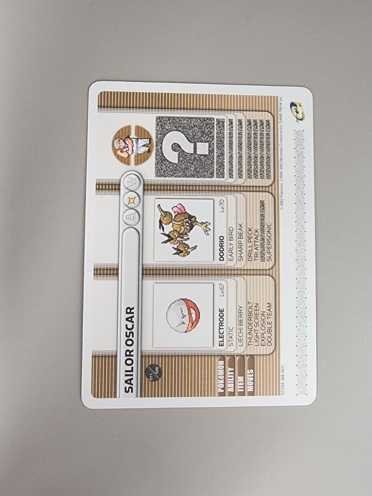 Battle Card E Reader Ruby Gameboy Advance 2003 Sailor Oscar Ruby & Sapphire