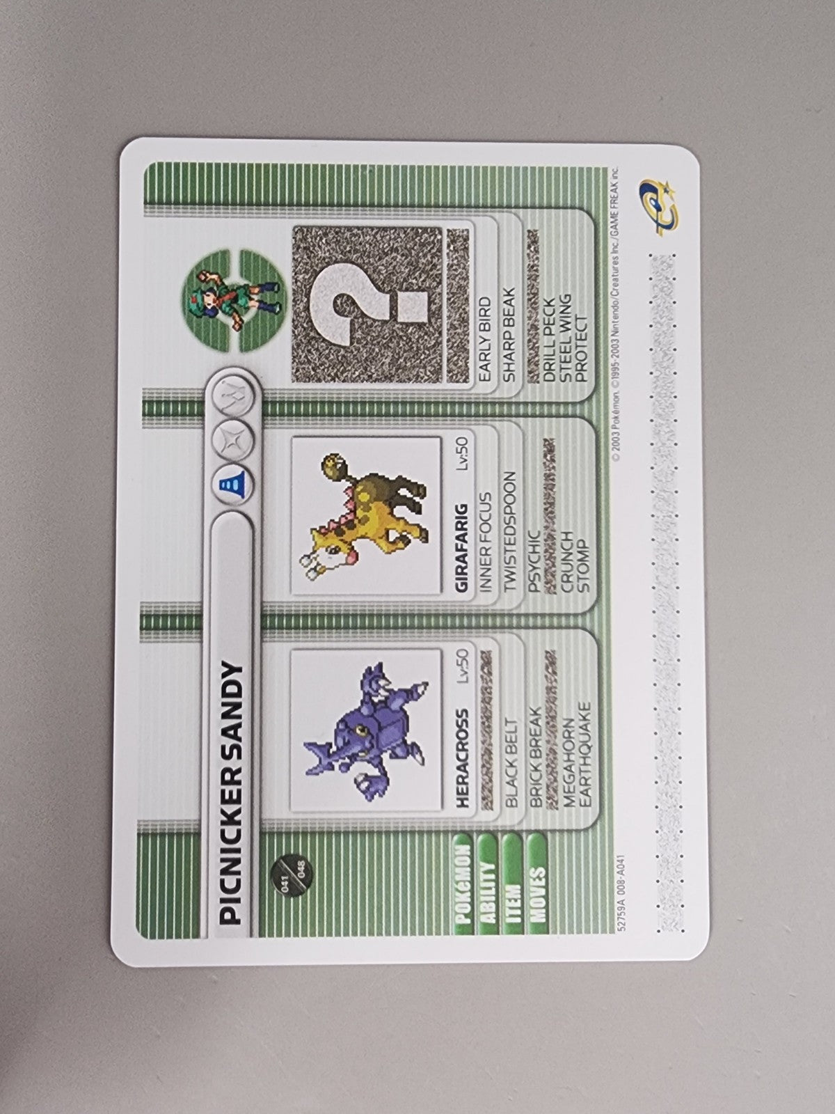 Picnicker Sandy GBA Battle E-Reader Card 2003 Ruby & Sapphire
