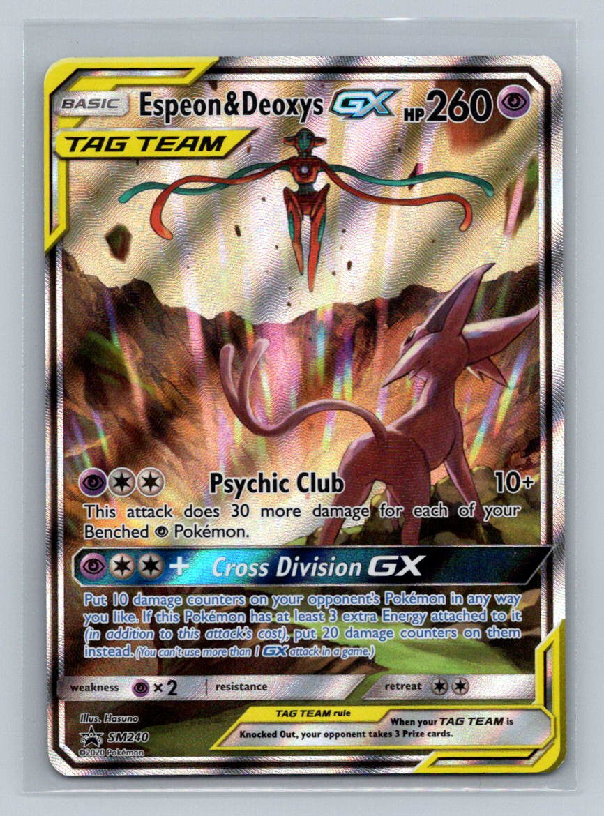 Espeon & Deoxys GX SM240 Sm Holo Heavily Played (HP)