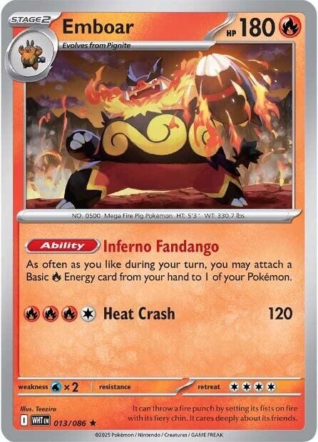 Emboar 013/086 Sv: White Flare Holo Near Mint (NM) Masterball Holo