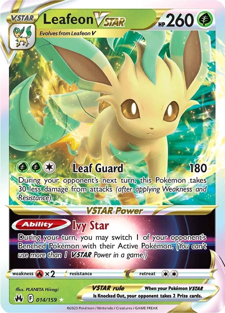 2023 POKEMON SWORD AND SHIELD CROWN ZENITH 014 LEAFEON VSTAR PSA 8