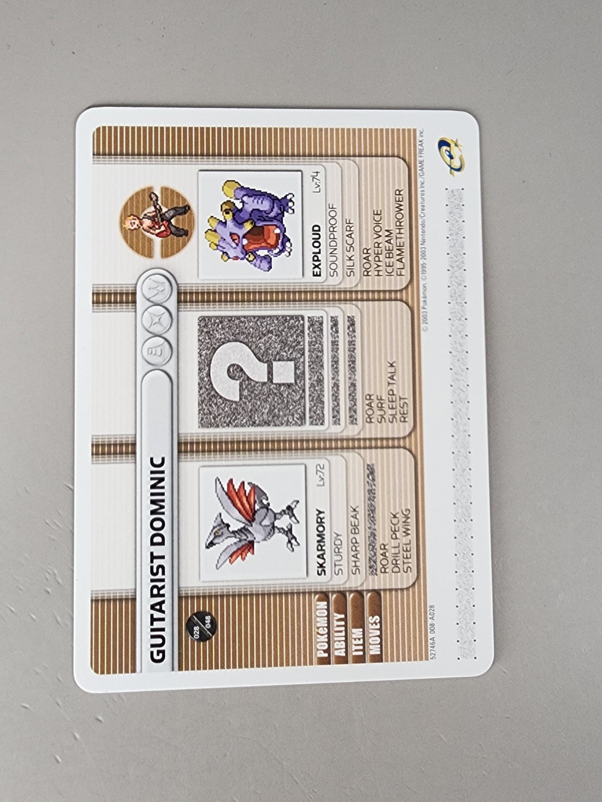 Guitarist Dominic 2003 Pokémon Game Boy Advance GBA Battle E Reader Card RARE