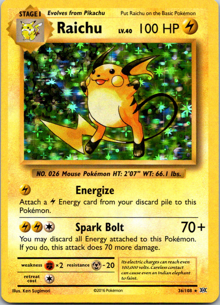 Raichu 36/108 Evolutions Holo Lightly Played (LP)
