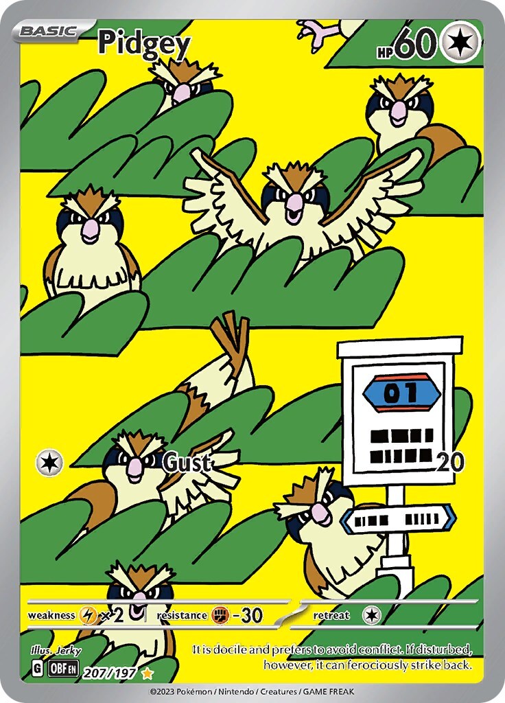 2023 POKEMON OBF EN-OBSIDIAN FLAMES 207 PIDGEY ILLUSTRATION RARE PSA 9