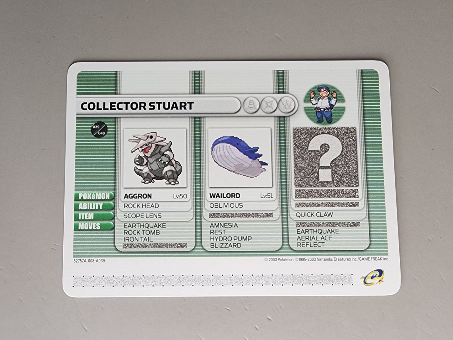 Collector Stuart 2003 Pokémon Game Boy Advance Battle E Reader unused