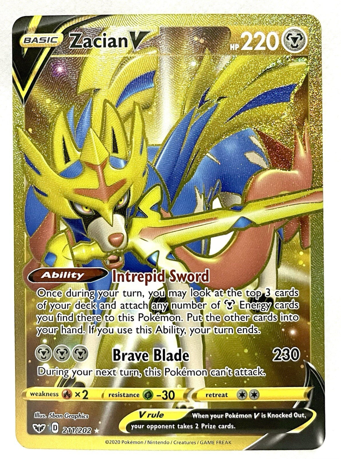 Zacian V (Secret) 211/202 Swsh01: Sword & Shield Holo