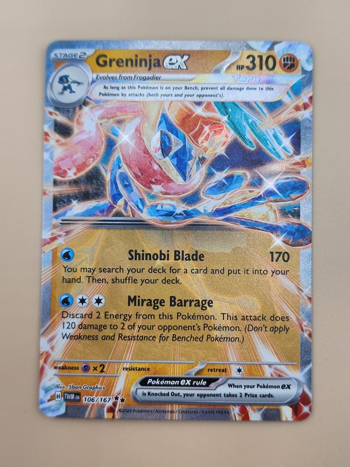 Greninja ex 106/167 Sv06: Twilight Masquerade Holo Near Mint (NM)