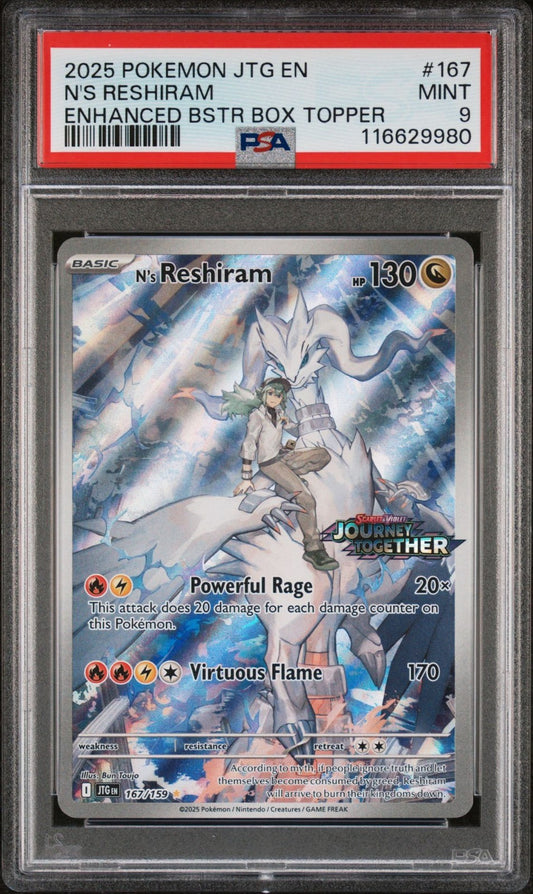 2025 POKEMON JTG EN-JOURNEY TOGETHER #167 N'S RESHIRAM PSA 9