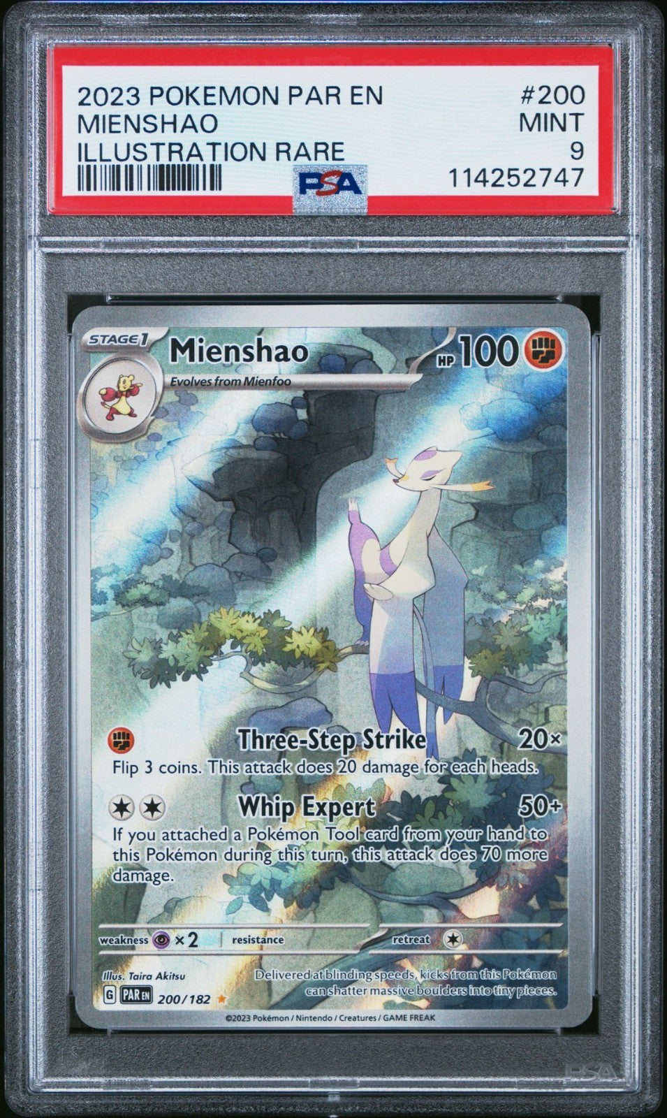 2023 POKEMON PAR EN-PARADOX RIFT 200 MIENSHAO ILLUSTRATION RARE PSA 9