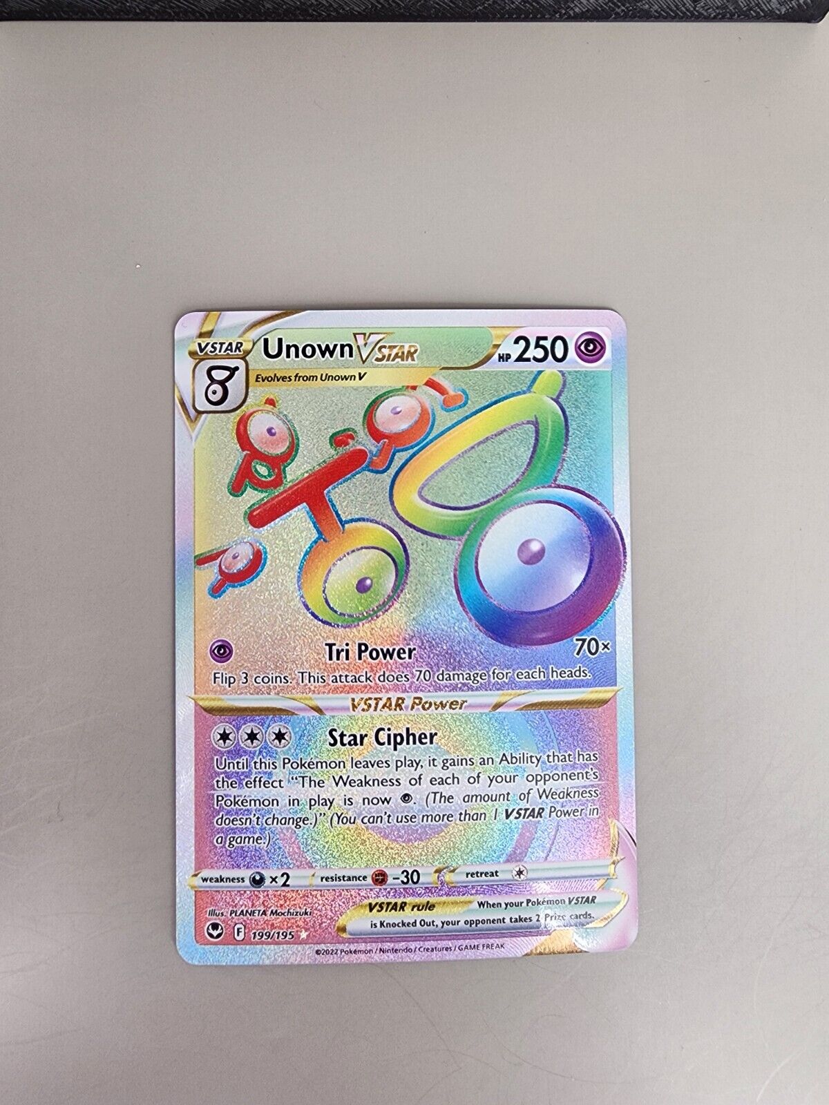 Pokémon TCG Unown VSTAR Sword & Shield - Silver Tempest 199/195 Holo Secret Rare