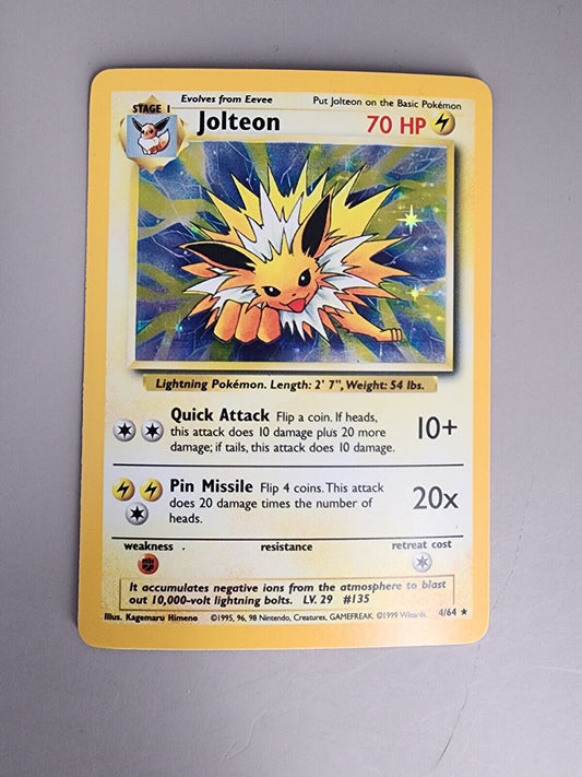 Pokémon TCG Jolteon Jungle 4/64 Holo Unlimited Holo Rare MP+ Error Card