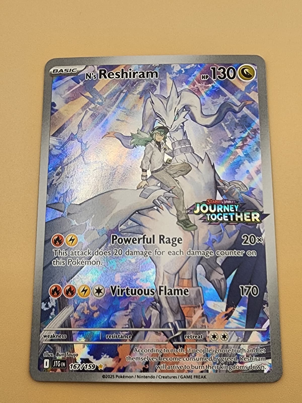N's Reshiram 167/159 Sv09: Journey Together Holo Near Mint NM