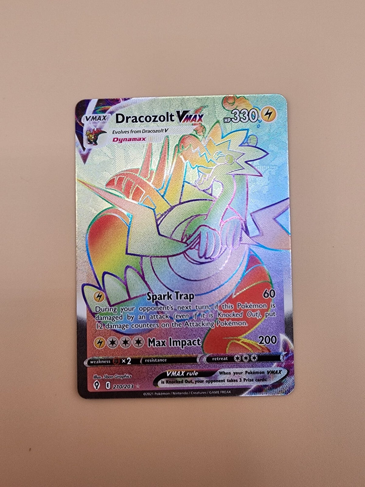 Dracozolt VMAX (Secret) 210/203 Swsh07: Evolving Skies Holo Near Mint (NM)