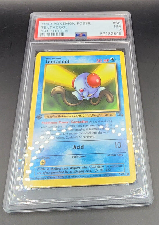 1999 Pokemon Fossil Tentacool 1st Edition PSA 7 RARE #56 