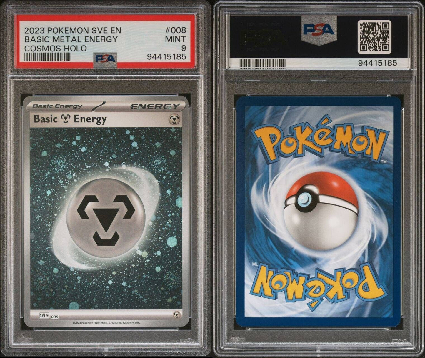 Pokémon TCG Basic Metal Energy SVE EN 008 Holo Cosmos Holo PSA 9