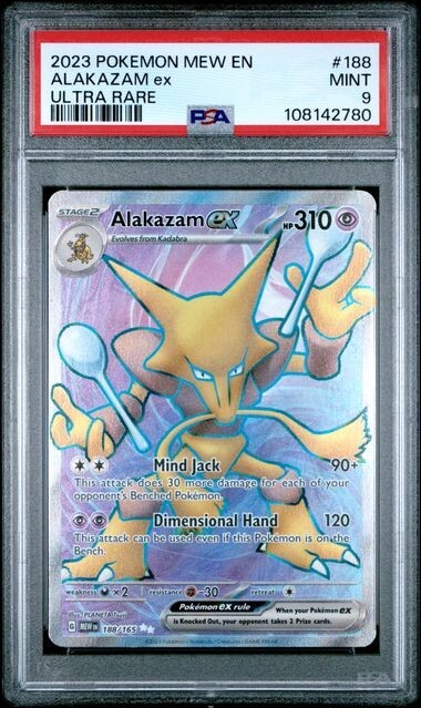 2023 POKEMON MEW EN-151 ULTRA RARE #188 ALAKAZAM EX PSA 9