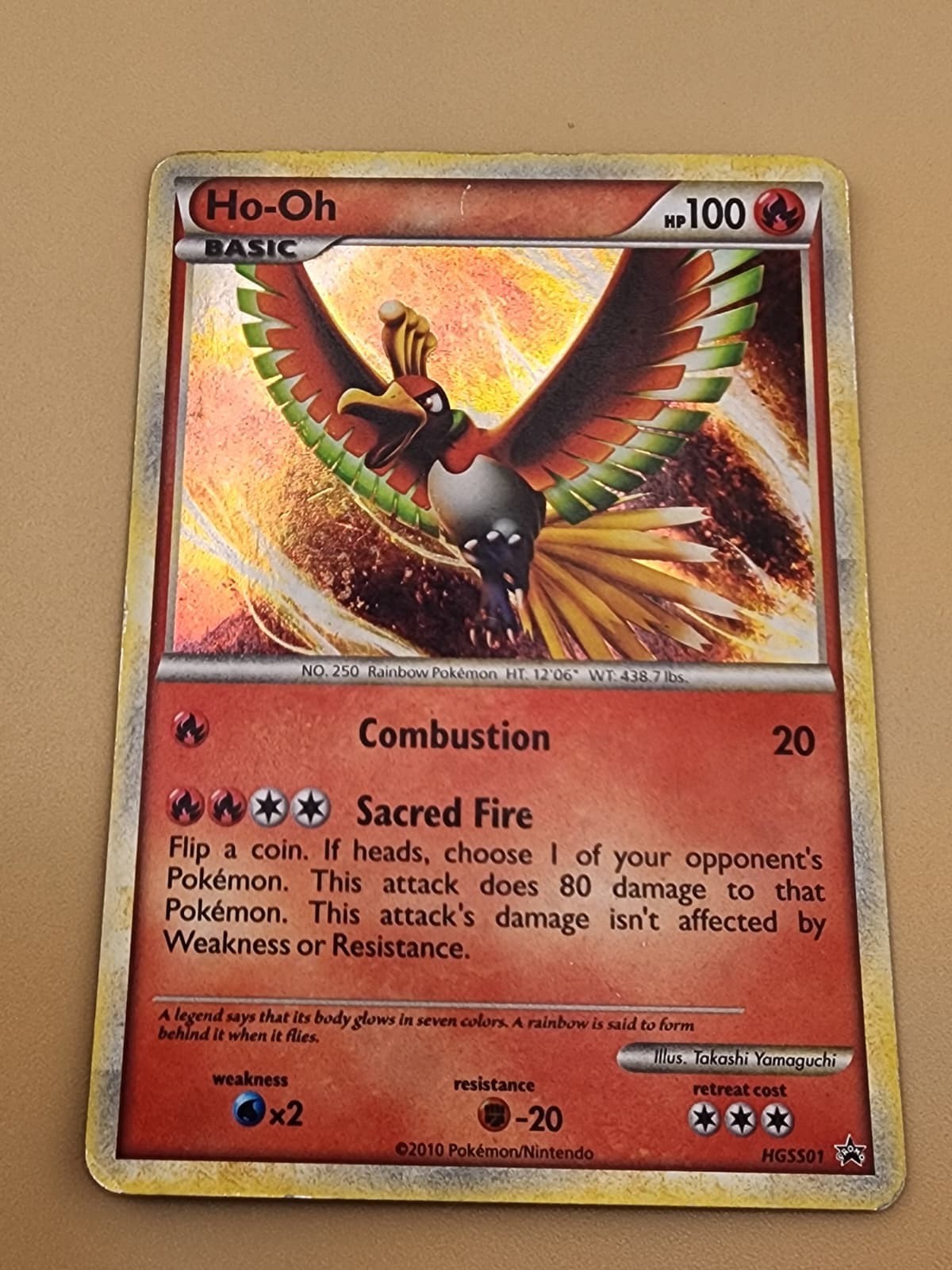Pokemon Ho-Oh Card HGSS01 Holo Black Star Promo TCG Heavily Played HP