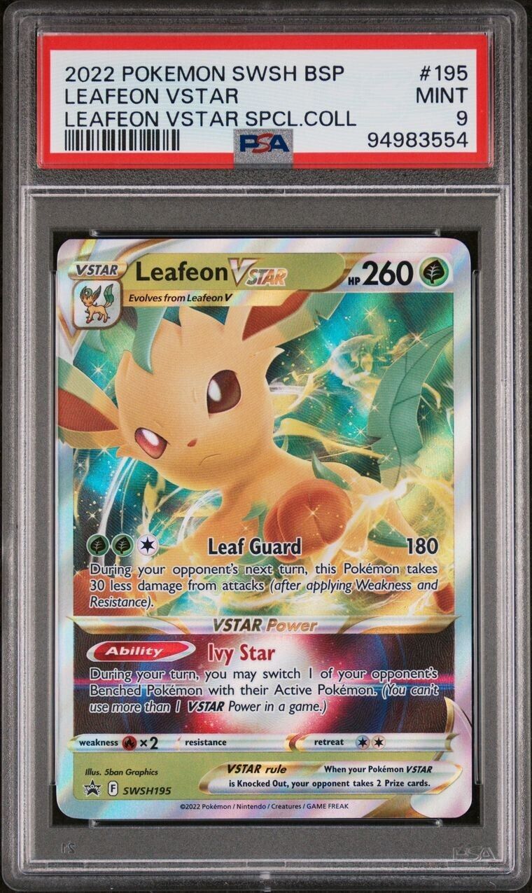 Pokémon TCG Leafeon VSTAR SWSH Black Star Promos SWSH195 Holo Promo PSA 9