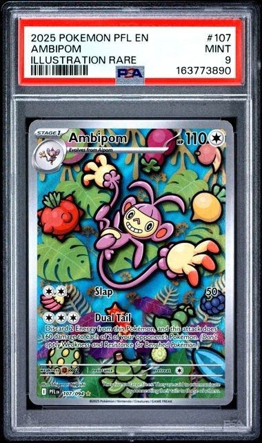 2025 Pokémon PSA 9 Ambipom #107/094 Mega Evolution Phantasmal Flames IR Mint