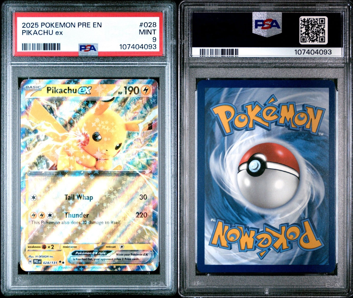 2025 POKEMON PRE EN-PRISMATIC EVOLUTIONS #028 PIKACHU EX PSA 9