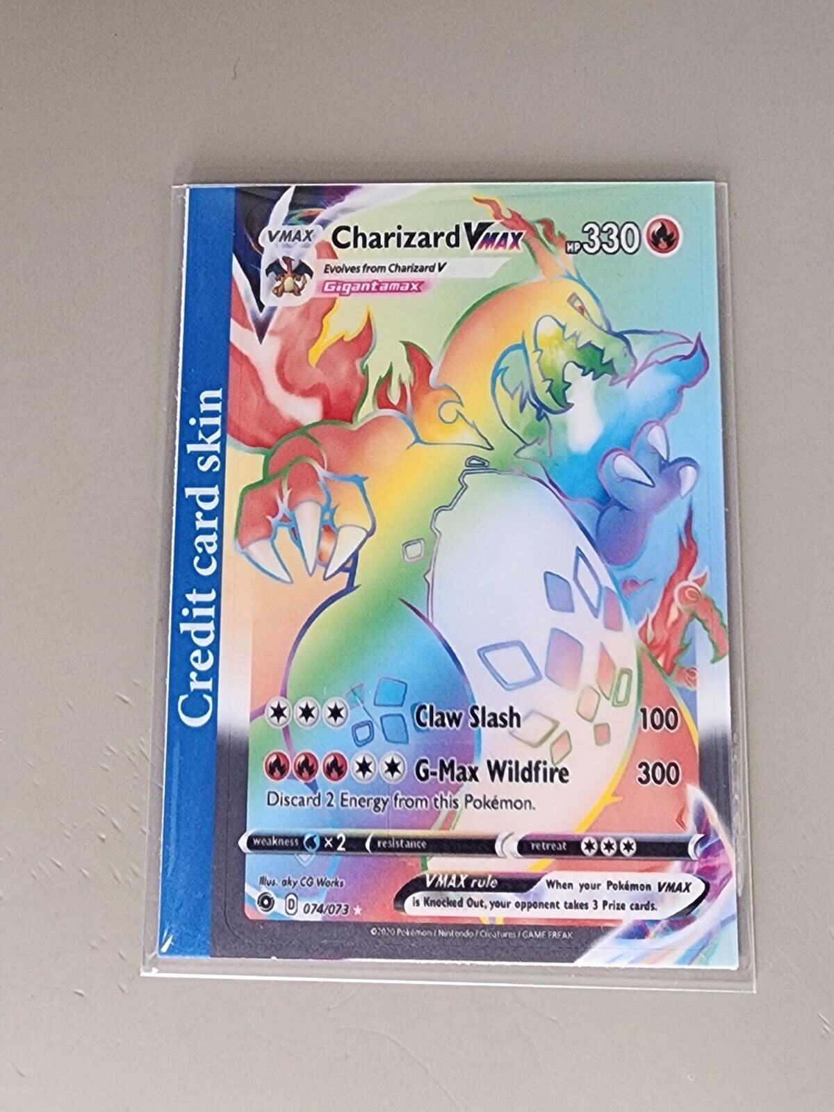 CREDIT CARD SKIN - Charizard VMAX 074/073 Secret RAINBOW