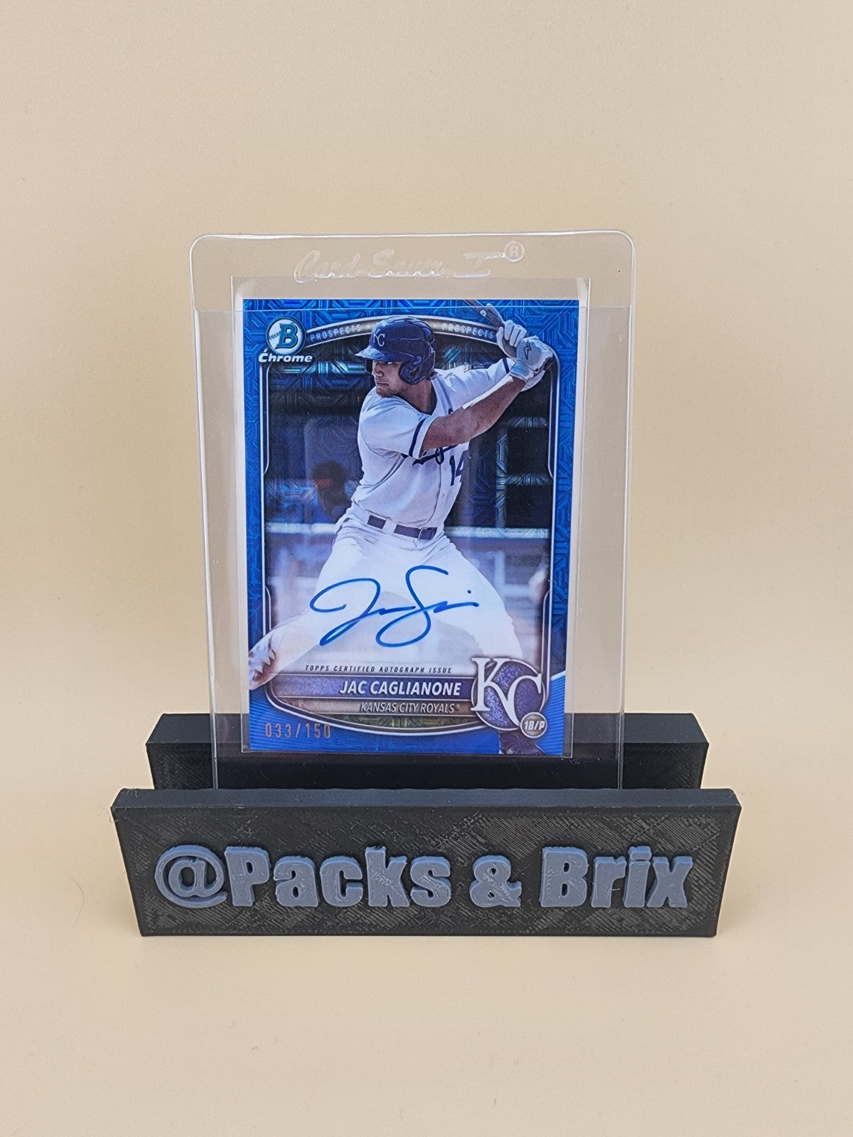 2025 Bowman Chrome Mega Box Jac Caglianone #BMA-JC Auto Blue /199 Royals