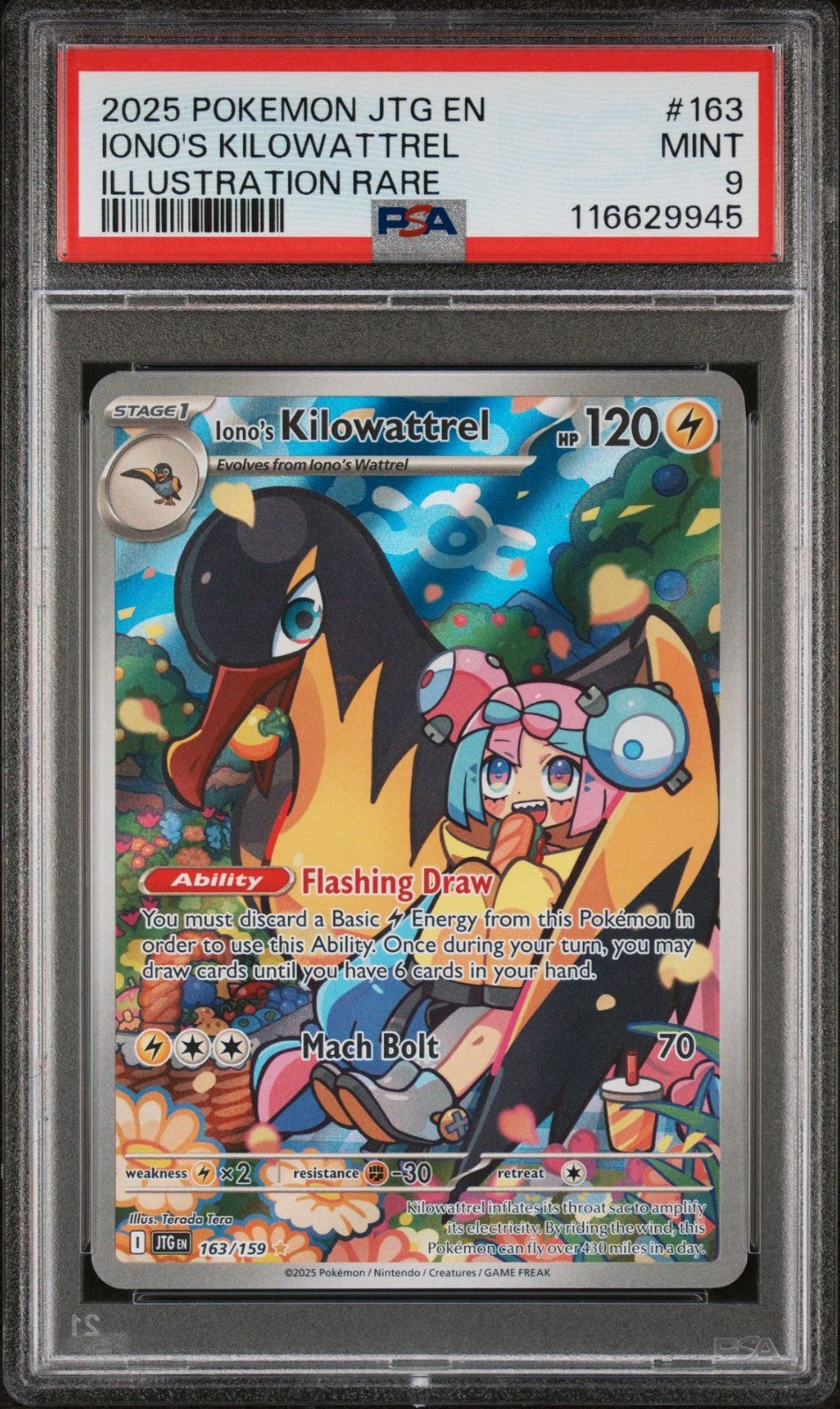 2025 POKEMON JTG EN-JOURNEY TOGETHER ILLUSTRATION RARE IONO'S KILOWATTREL PSA 9