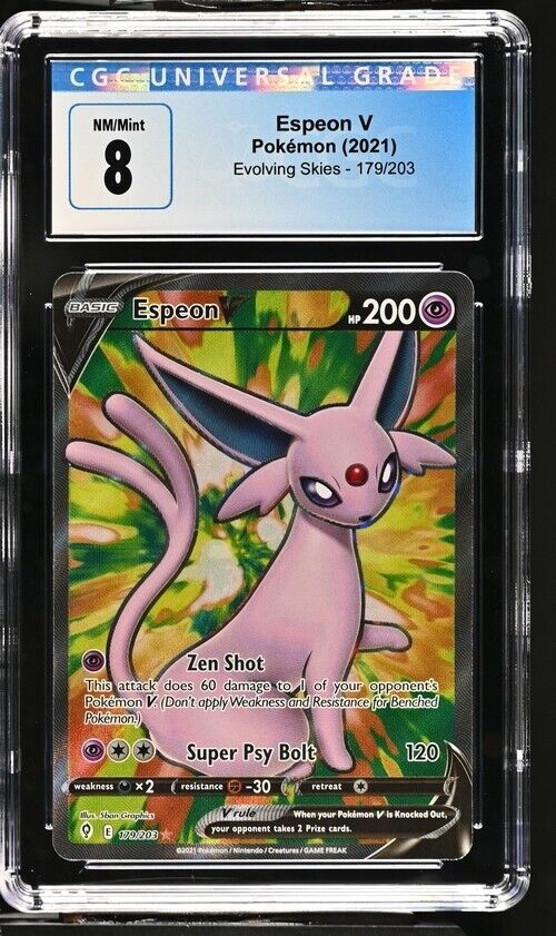 2021 Pokemon Espeon V Full Art Ultra Rare Evolving Skies #179/203 CGC 8 MINT